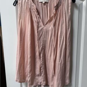 LOFT Pink Sleeveless Ruched Blouse